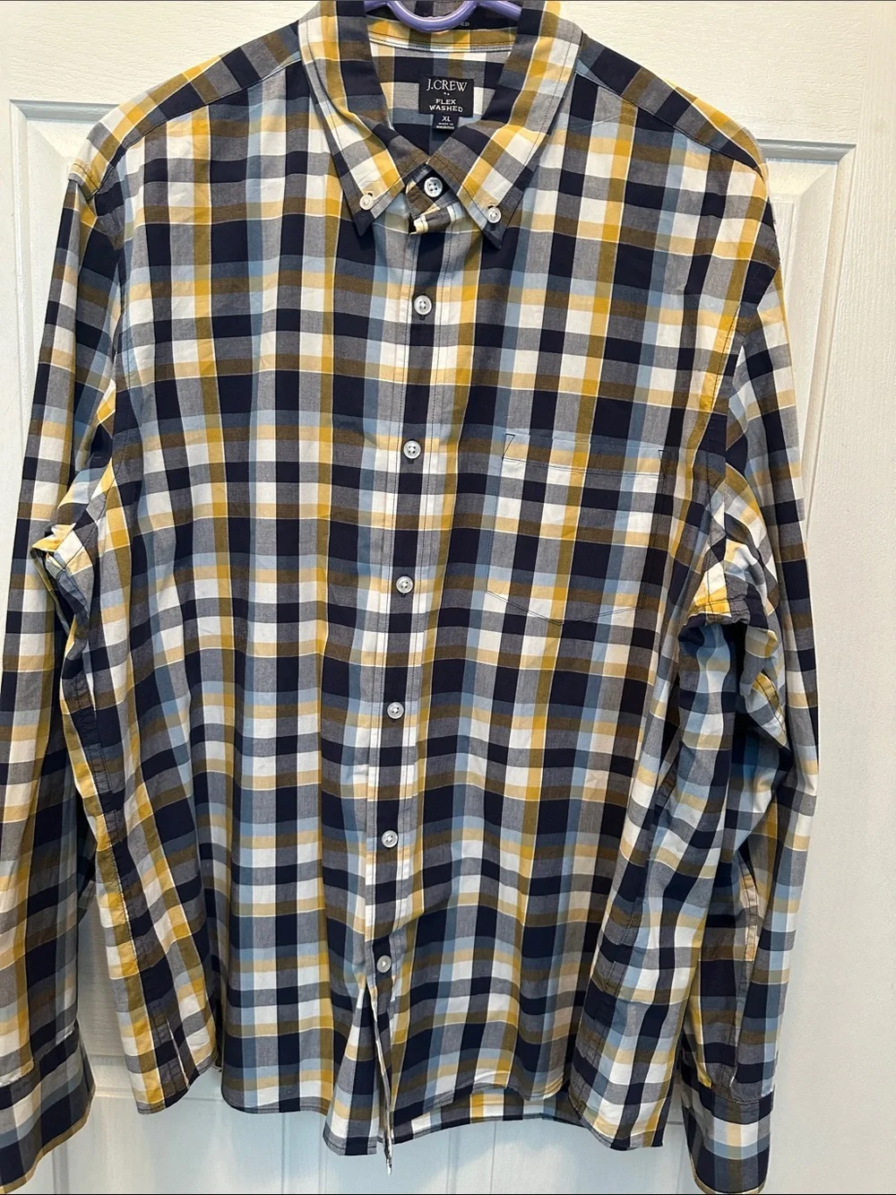 J. Crew Men's 98% Cotton Slim Untucked Flex Washed Plaid Button-Down Shirt XL